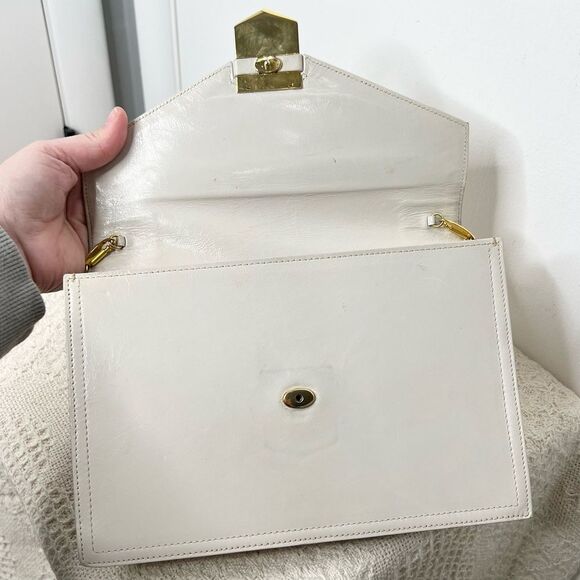 Vintage Parri’s Firenze Cream Leather Clutch Shoulder Bag Envelope Classic - Picture 9 of 12